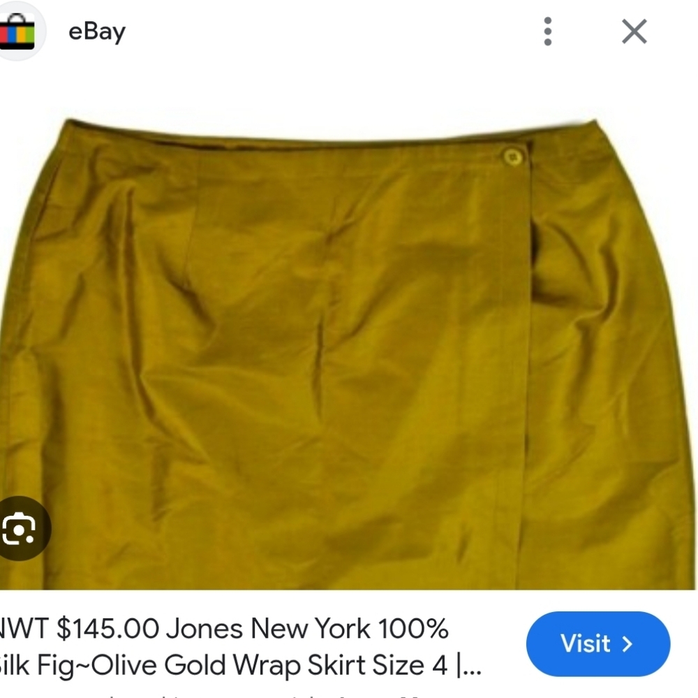 Jones NY Duponi Textured Silk Wrap Mini Skirt Army Olive Green Career Cocktails - Picture 15 of 16